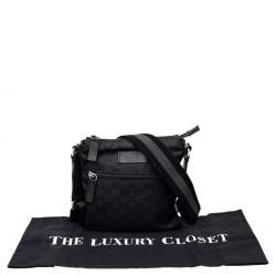 Gucci Black GG Nylon and Leather Messenger Bag