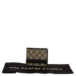 Gucci Beige/Black GG Supreme Canvas and Leather Bifold Wallet