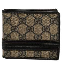 Gucci Beige/Black GG Supreme Canvas and Leather Bifold Wallet