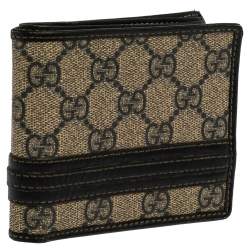 Gucci Beige/Black GG Supreme Canvas and Leather Bifold Wallet