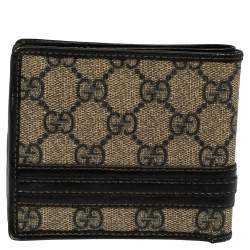 Gucci Beige/Black GG Supreme Canvas and Leather Bifold Wallet
