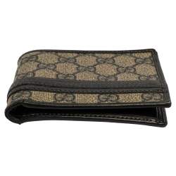Gucci Beige/Black GG Supreme Canvas and Leather Bifold Wallet