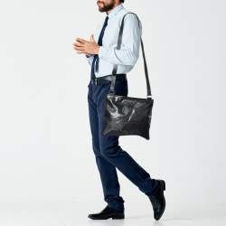 Gucci Black GG Imprime Leather Messenger Bag