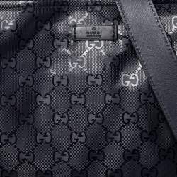 Gucci Black GG Imprime Leather Messenger Bag