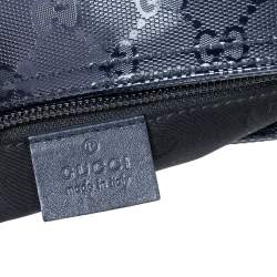 Gucci Black GG Imprime Leather Messenger Bag