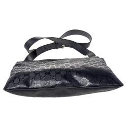 Gucci Black GG Imprime Leather Messenger Bag