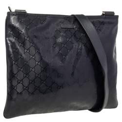 Gucci Black GG Imprime Leather Messenger Bag