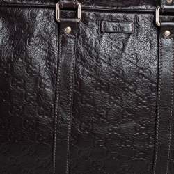 Gucci Dark Brown Guccissima Leather Business Briefcase Bag