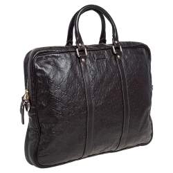 Gucci Dark Brown Guccissima Leather Business Briefcase Bag