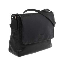 Pre Owned حقيبة ماسنجر غوتشي هيلاري جلد ديامانتي سوداء 