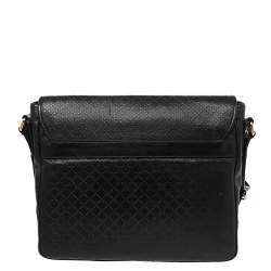 Pre Owned حقيبة ماسنجر غوتشي هيلاري جلد ديامانتي سوداء 