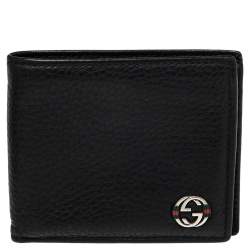 GUCCI Black GG leather billfold with Web