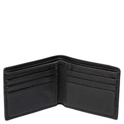 Gucci Black Leather Web Interlocking G Bifold Wallet