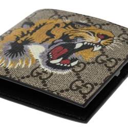 مملوكة مسبقًا Gucci Multicolor Tiger Print GG Supreme Canvas Bifold Wallet