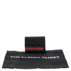 Gucci Black Guccissima Leather Web Bifold Wallet