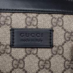 Gucci Black/Beige GG Supreme and Leather Briefcase