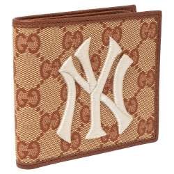 Gucci Beige/Brown GG Canvas New York Yankees Patch Bifold Wallet