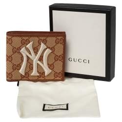 Gucci Beige/Brown GG Canvas New York Yankees Patch Bifold Wallet