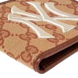 Gucci Beige/Brown GG Canvas New York Yankees Patch Bifold Wallet