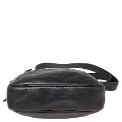 Pre Owned Gucci Black Guccissima Leather Messenger Bag