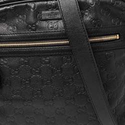 Pre Owned Gucci Black Guccissima Leather Messenger Bag