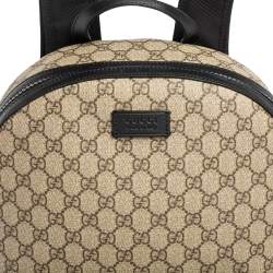 Gucci Beige/Black GG Supreme Canvas and Leather Backpack