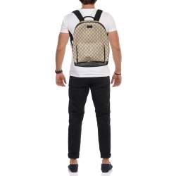 Gucci Beige/Black GG Supreme Canvas and Leather Backpack