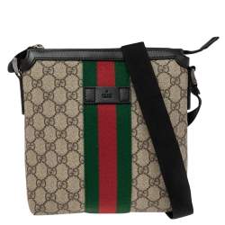 Gucci Beige/Ebony GG Supreme Canvas and Leather Web Messenger Bag Gucci