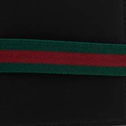 Gucci Black Leather Web Elastic Wallet