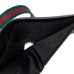 Gucci Black Leather Web Elastic Wallet