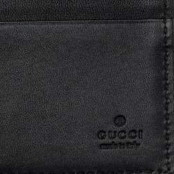 Gucci Black Leather Web Elastic Wallet