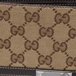 Gucci Beige/Brown GG Canvas And Leather Bar Bifold Wallet