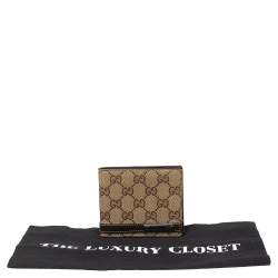 Gucci Beige/Brown GG Canvas And Leather Bar Bifold Wallet