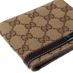 Gucci Beige/Brown GG Canvas And Leather Bar Bifold Wallet
