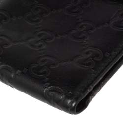 مملوكة مسبقًا محفظة غوتشي بطيتين ويب جلد غوتشيسيما سوداء