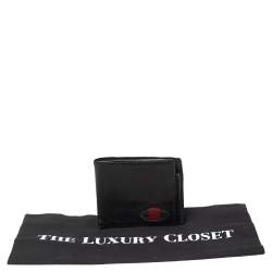 Gucci Black Grained Leather Web Logo Bifold Wallet