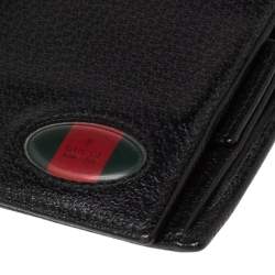 Gucci Black Grained Leather Web Logo Bifold Wallet