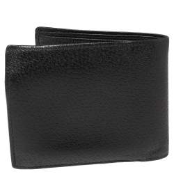 Gucci Black Grained Leather Web Logo Bifold Wallet