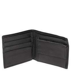 Gucci Black Grained Leather Web Logo Bifold Wallet