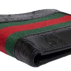 Gucci Black Guccissima Leather Web Bifold Wallet