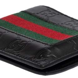 Gucci Black Guccissima Leather Web Bifold Wallet