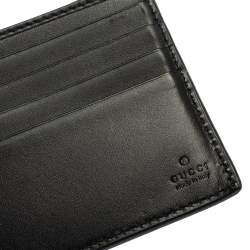 Gucci Black Guccissima Leather Web Bifold Wallet