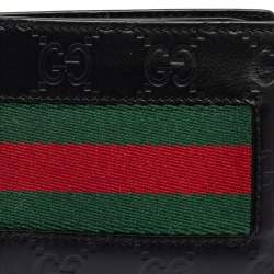 Gucci Black Guccissima Leather Web Bifold Wallet