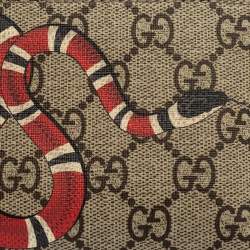 Gucci Beige GG Supreme Canvas Kingsnake Print Bifold Wallet