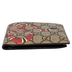 Gucci Beige GG Supreme Canvas Kingsnake Print Bifold Wallet