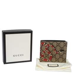 Gucci Beige GG Supreme Canvas Kingsnake Print Bifold Wallet