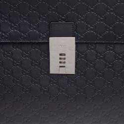 Pre Owned Gucci Black Guccissima Leather Combination Lock Briefcase