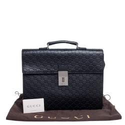 Pre Owned Gucci Black Guccissima Leather Combination Lock Briefcase
