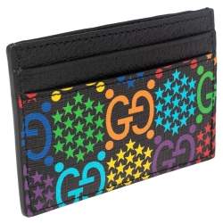 Pre Owned Gucci Multicolor GG Psychedelic Coated Canvas and Leather Card Holder