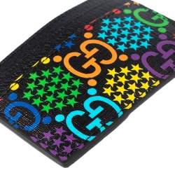 Pre Owned Gucci Multicolor GG Psychedelic Coated Canvas and Leather Card Holder